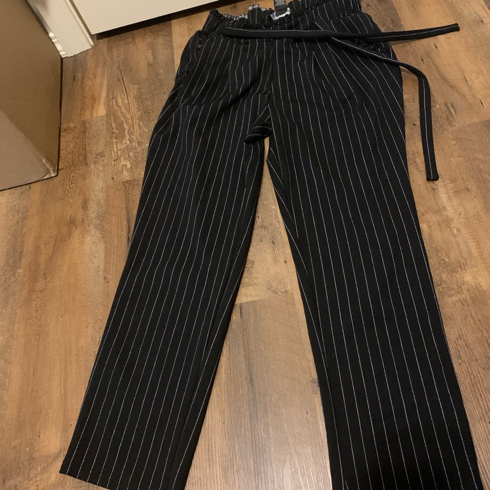 Black/white striped dress pants